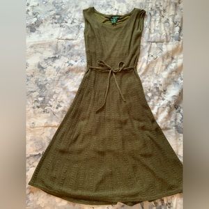 Ralph Lauren Knit Olive Green Midi Dress